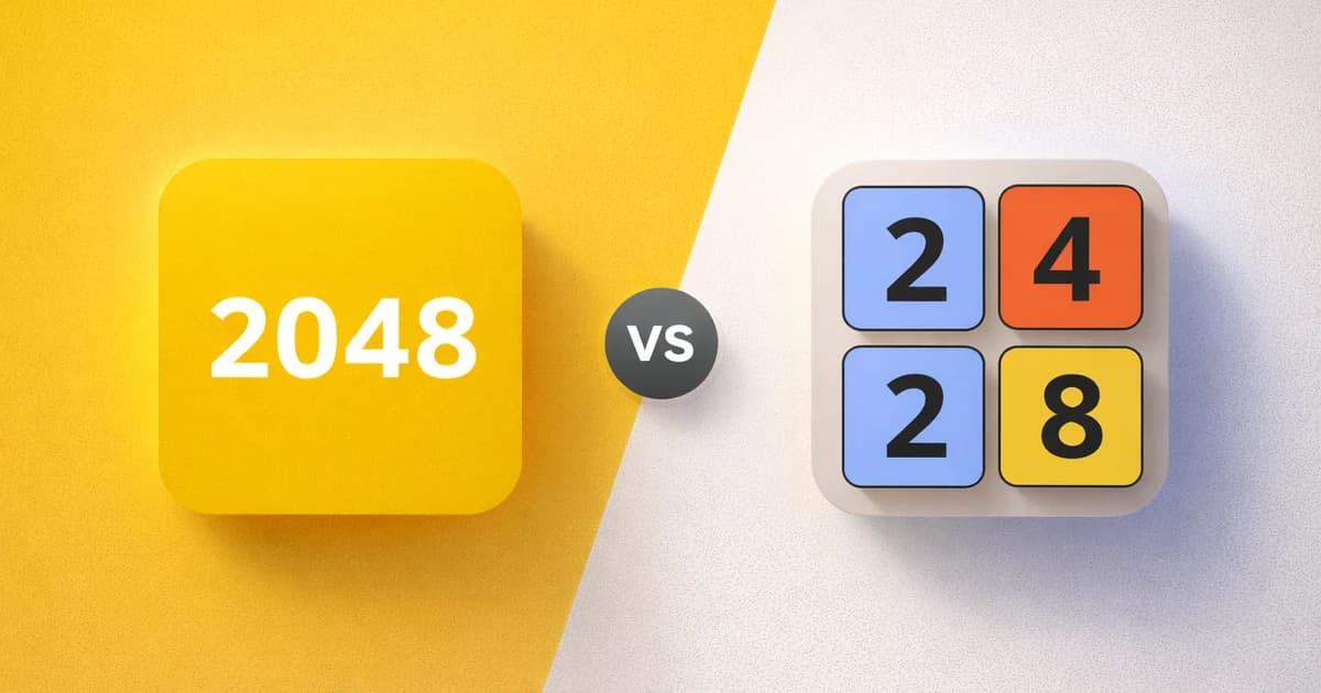 Comparación lado a lado: un tablero 2048 y un tablero Merge Tiles